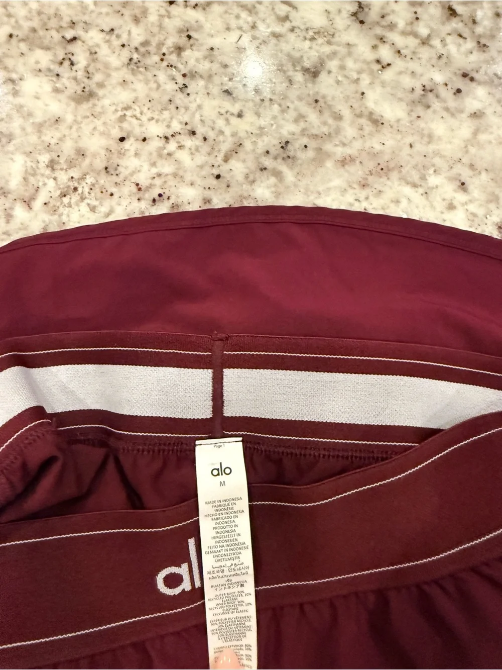 ALO Yoga Maroon Performance Skort with White Stripe